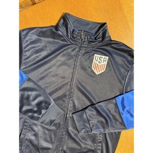 Men's U.S. Soccer Icon Sports zip Track Jacket Striker Navy Blue Large